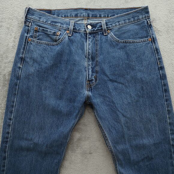 Levi's 505 Jeans Mens Size 36x29 Blue Regular Straight Denim Medium Wash - Picture 12 of 16